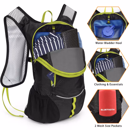 Sports de plein air Ultra léger imperméable à l'eau cyclisme randonnée course hydratation sac à dos sac de vélo avec poche pour casque