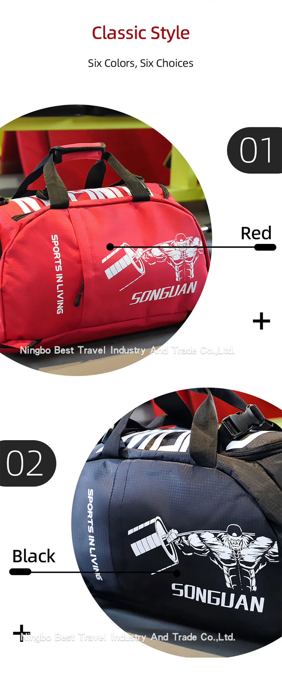 Factory Customized Logo Waterproof Light Durable Travel Sport Fitness Gym Bag