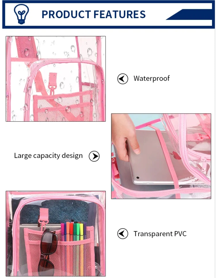 Daily See Through Clear PVC Backpack Transparent School Bag for Computer